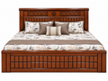 Premium Sagwan & Plywood King Size Wooden Bed | Brown Finish